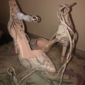 Public desire snake laced heels